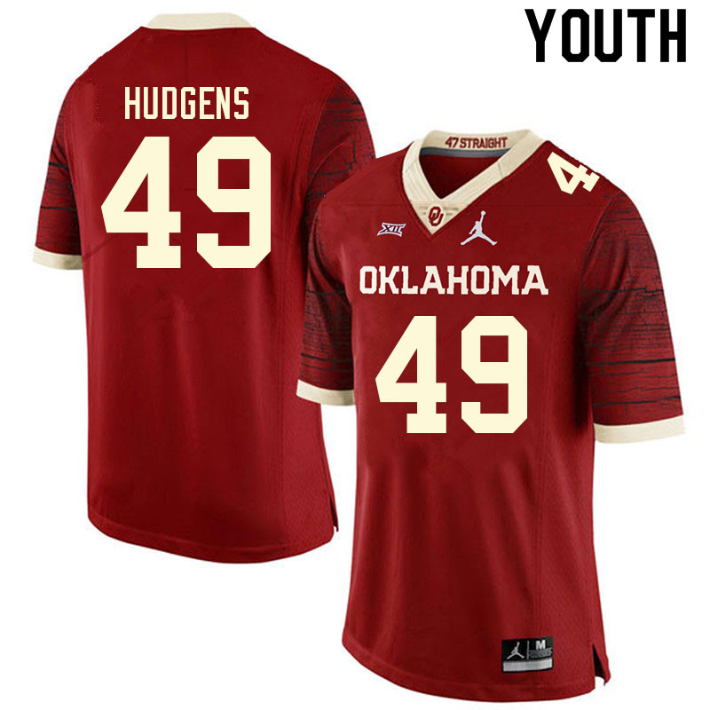 Youth #49 Pierce Hudgens Oklahoma Sooners College Football Jerseys Sale-Retro